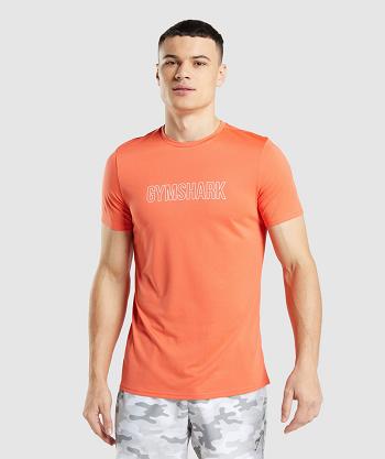 T Shirts Męskie Gymshark Arrival Grafiką Pomarańczowe | PL 3853LIS